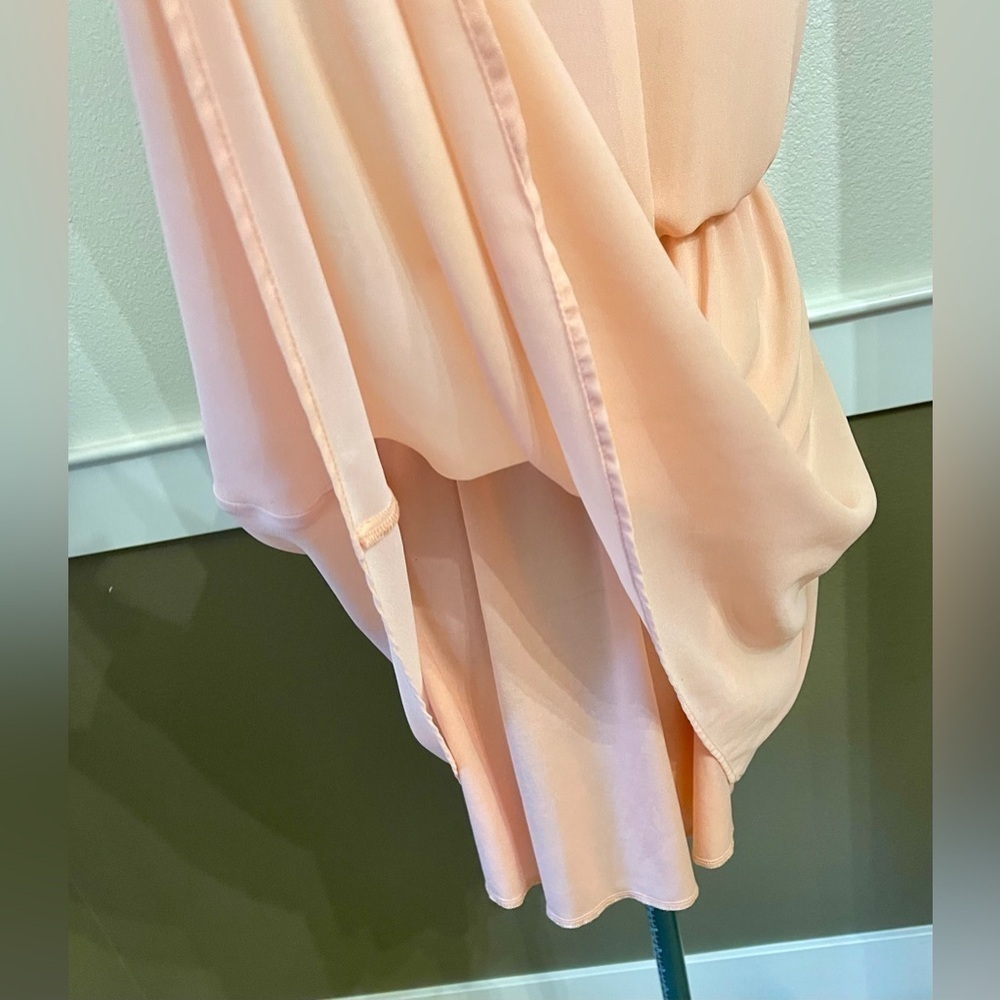 G by Guess Halter Dress Size S Peach/Blush Pink Summer Sheer Chiffon Lined - Picture 5 of 9